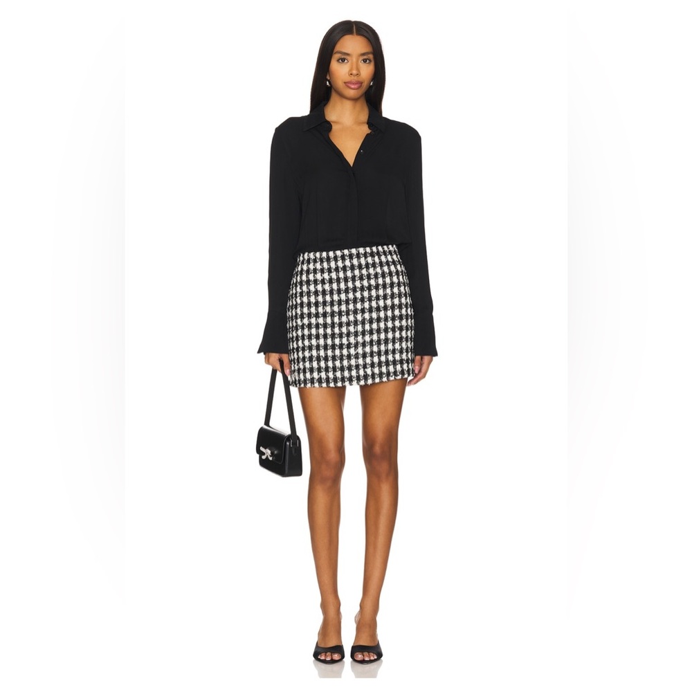 Alice + Olivia Mattie Mini Shirt Dress in Black & White